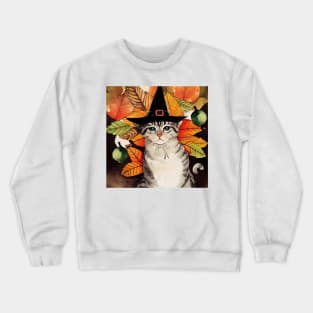 Cat in witch hat Halloween Crewneck Sweatshirt